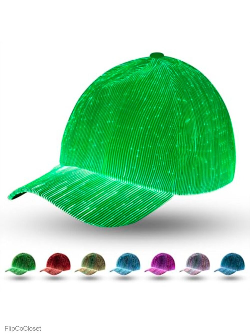 LED Baseball Cap Glow 7 Colors Rechargeable Light Up Hat Unisex Rave Party